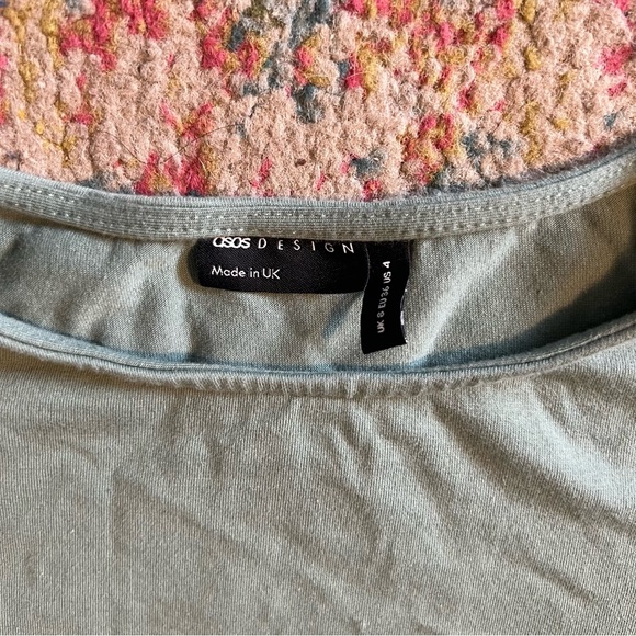 ASOS DESIGN fitted peplum top in light green size 4 - Picture 2 of 5